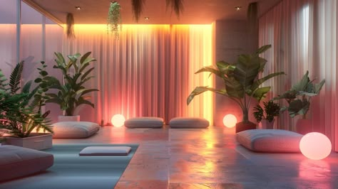 My Images Meditation Lounge, Meditation Space Architecture, Zen Gym, Pilates Yoga Studio, Pole Dance Studio, Outdoor Meditation, Hot Yoga Studio, Spa Oasis, Gym Design Interior