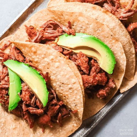 Learn all you need to know about Pork Tacos (Tacos al Pasto) from history to how to make them using an Instant Pot. #tacos #porktacos #instantpot Best Champurrado Recipe, One Bowl Apple Cake Recipe, Mexican Macaroni Salad Recipe, Macaroni Salad With Ham, Champurrado Recipe, Baked Plantains, Quick Pickled Onions, Macaroni Salad Recipe, Ham Salad