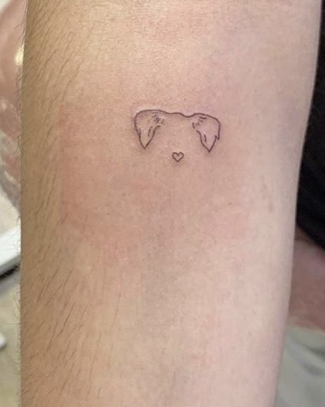 Small Tattoo Ideas For Dogs, Tato Dog Small Tattoos, Dog Tattoos Aesthetic, Dog Tattoo On Arm, Tattoo Ideas Female Meaningful Dog, Doggy Tattoos Small Ideas, Tattoos For A Dog, Delicate Dog Tattoo, Mini Aussie Tattoo