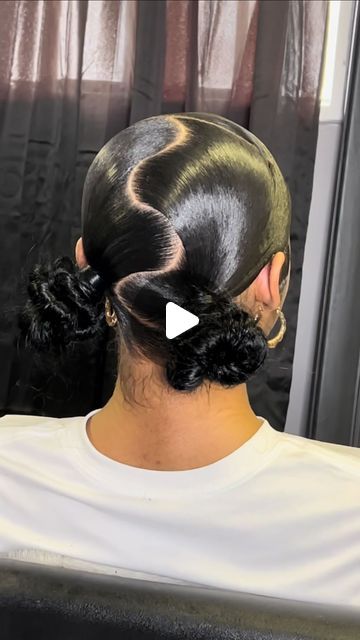 @sleekmeplz on Instagram: "double knot bun.   • • •  ms. really like det🤩  🖇️ link in bio for all booking inquiries.   versatile hairstylist | richmond, va 📍  #sleek #sleekponytail #knotbun #hair #ponytails #hair #style" 2 Sleek Buns With Weave, Ninja Knot Hairstyles, Top Knot With Swoop, Slick Back Two Ponytails, Top Knot Bun Weave, Space Bun Hairstyles For Black Women, 2 Knot Buns, Two Back Buns, 2 Top Knot Buns