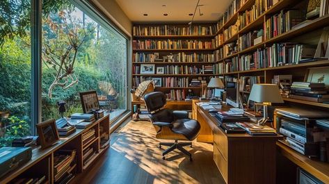 The Hidden Office in Arianna Huffington's Home Writer House Interior, Old House Office, Home Study Room Personal Library, Writer Workspace, Office With Library, Loft Office Ideas, Home Office Library Ideas, Hidden Office, Italianate Architecture