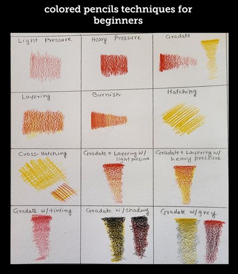 Colored Pencils techniques for beginners: Lesson 1 – CREATIVE ARTS Colored Pencil Beginner, Coloring Techniques Colored Pencils, Pastel Pencils Art, Colored Pencil Techniques For Beginners, Colored Pencils Techniques, How To Use Colored Pencils, Color Pencil Art For Beginners Easy, Colored Pencil Worksheet, Color Pencil Art For Beginners