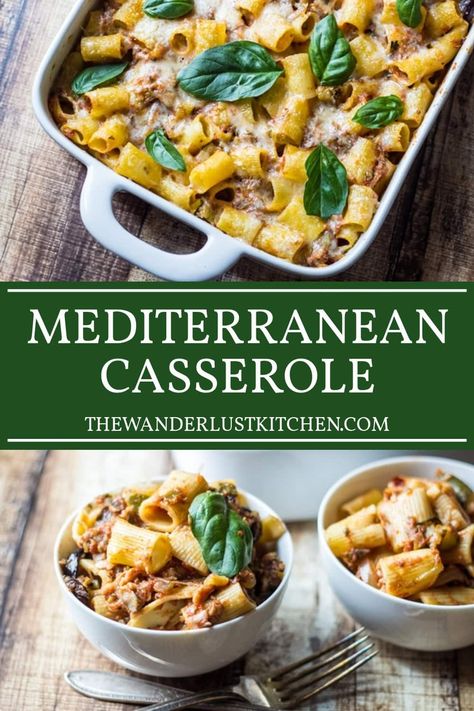 Kid Friendly Mediterranean Diet Recipes, Mediterranean Easy Meals, Mediterranean Diet Casserole Recipes, Medaterain Recipes Dinner, Mediterranean Casserole Recipes, Quick Mediterranean Meals, Mediterranean Casserole, Peachie Spoon, Oven Casserole Recipes