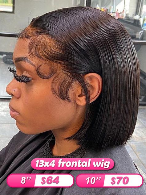 No Part Bob Wig, 10in Bob Wig, Bob Wigs For Black Women Color, Frontal Bob Wig Middle Part, Baby Face Hairstyle, Frontal Bob Hairstyles, Frontal Bob Wig Hairstyles, Clueless Wigs, Short Frontal Hairstyles