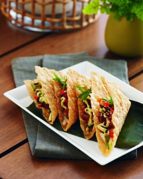 TOMMY BAHAMA AHI TUNA TACOS     : favorite recipes from Tommy Bahama's Tuna Tacos Recipe, Homemade Corn Salsa, Ahi Tacos, Ahi Tuna Tacos, Wonton Tacos, Tuna Tacos, Ahi Poke, Fresh Tuna, Ahi Tuna