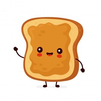 Bread Illustration Cute, Bread Illustration Design, Cute Bread Cartoon, Toast Doodle, Pan Kawaii, Butter Cartoon, Toast Cartoon, Toast Illustration, Funny Toasts