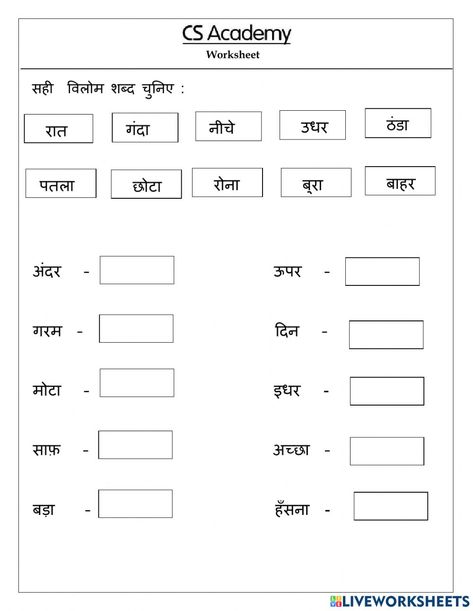 Hindi Vilom Shabd Worksheet, विलोम शब्द Worksheet, 2nd Class Hindi Worksheet, Grade 2 Hindi Worksheets, Vilom Shabd Worksheet, Lkg Hindi Worksheets, Hindi Worksheets For Class 2, Hindi Worksheets Grade 2, Opposites Worksheet