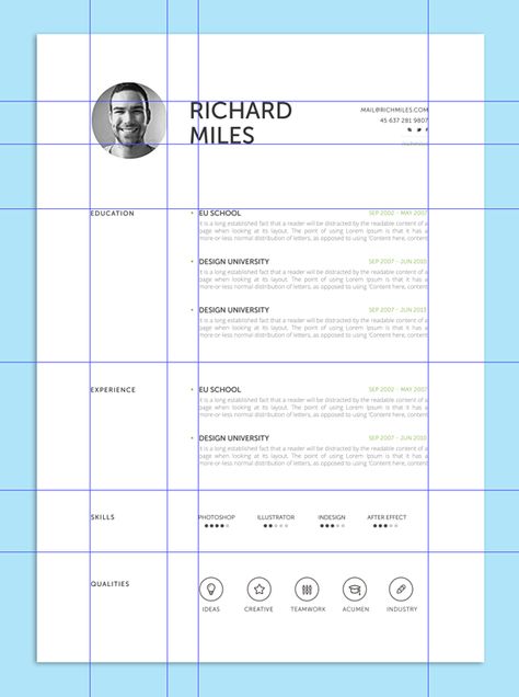 resume with grid Resume Grid Layout, Resume Design Free, Cv Inspiration, Graphic Design Cv, Logos Retro, Graphic Design Jobs, Resume Layout, 포트폴리오 레이아웃, Portfolio Resume