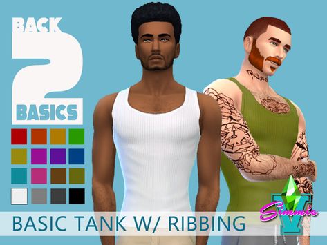 Sims 4 — SimmieV B2B Ribbed Tank by SimmieV — A ribbed A-line tank top in traditional ribbed fabric for that classic Sims 4 Cc Tank Top Male, Sims 4 Cc Tank Top, Sims 4 Men Clothing, Male Crop Top, Sims 4 Cc Hair, Male Shirts, Sims 4 Male Clothes, Tight Tank Top, Boys Tank Tops