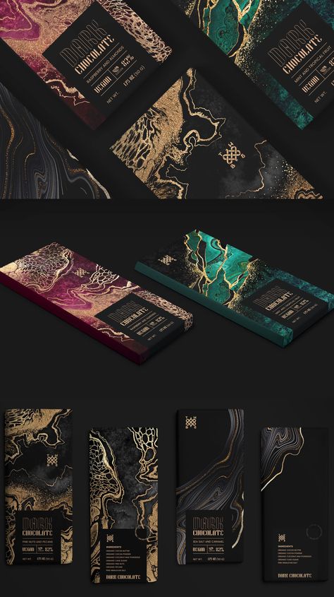 High End Chocolate Packaging, Foil Packaging Design, Premium Chocolate Packaging, Chocolate Graphic Design, Chocolate Business Card, High End Chocolate, Luxury Chocolate Packaging, High End Packaging, Texture Packaging