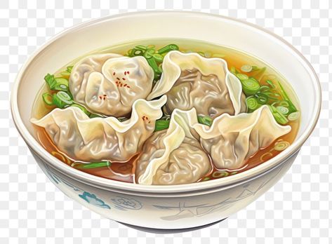 Plate Food, Paint Illustration, Face Aesthetic, Super Robot, Food Plating, Aesthetic Stickers, Wonton Soup, Aesthetic Backgrounds, Dumplings