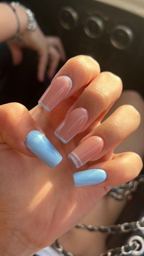 Unghie nails celeste colore celeste frenc Healing Books, Dope Nails, Phone Wallpaper, Nail Art, Nails, Art, Nail Arts