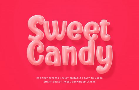 Candy Text, Embossed Text, Candy Poster, Retro Text, Infographic Poster, Sweet Texts, Polka Dot Background, Valentine Projects, 3d Text Effect