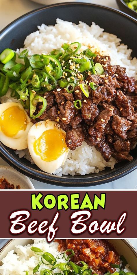 Looking for a quick and delicious meal idea? This Korean Beef Bowl is the perfect mix of savory, sweet, and spicy flavors. Made with ground beef, soy sauce, garlic, and sesame oil, this recipe is a hit with the whole family. 🍽️ Ready in just 20 minutes, it's the ultimate weeknight dinner solution! 🤩 👉 Try this recipe today and satisfy your cravings! Tap to get the full recipe and start cooking! 👨‍🍳 #KoreanBeefBowl #EasyDinnerIdeas #HealthyRecipes #WeeknightMeals Healthy Korean Beef Bowl, Ground Beef Teriyaki Bowl, Korean Ground Beef And Rice Bowls, Korean Ground Beef Bowl, Beef Bulgogi Bowl, Ground Beef Bowl, Supper Meals, Soy Sauce Garlic, Korean Ground Beef