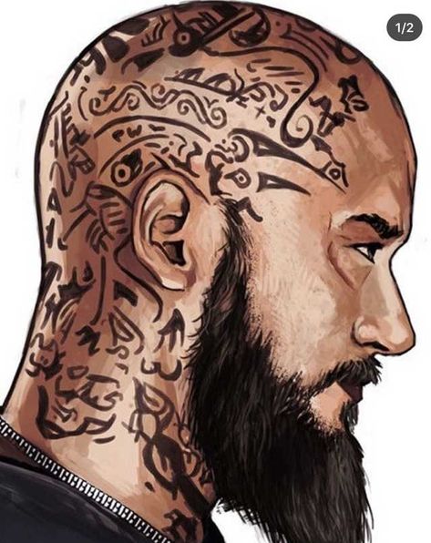 Collection of Vikings Fan Art via Instagram - Imgur Ragnar Lothbrok Tattoo, Bald Head Tattoo, Head Tattoo Design, Ragnar Vikings, Viking Head, Arte Viking, Art Viking, Ragnar Lothbrok Vikings, King Ragnar