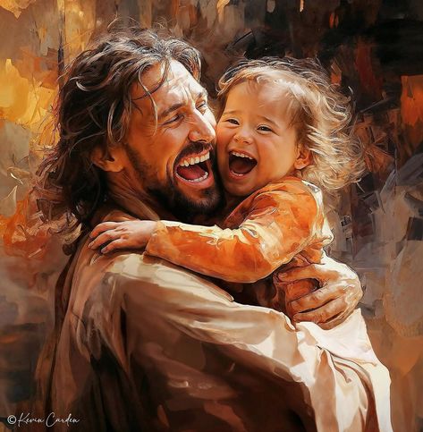 Jesus Sitting At A Table, Kingdom Of Heaven Art, Jesus And Daughter, Jesus Holding Me, Jesus Comforting Pictures, Jesus Hugging Me, Joyful Pictures, Jesus With Kids, Jesus Holding Baby