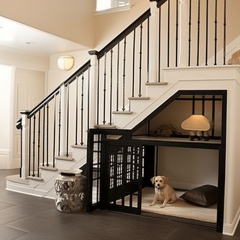 Bed Under The Stairs, Dog Under Stairs, Under Stairs Ideas, Under Stairs Dog House, Dog Nook, Under Stairs Nook, Room Under Stairs, Space Under Stairs, Stair Nook