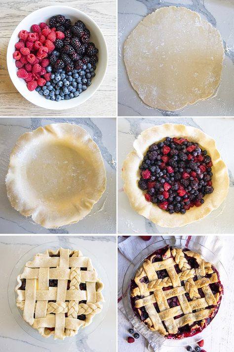 Vegan Mixed Berry Pie, Mountain Berry Pie, Pie Recipes Berry, Berries Pie Recipe, 3 Berry Pie Recipe, Best Berry Pie, Berry Pie Recipe With Frozen Berries, Triple Berry Pie With Frozen Berries, Triple Berry Pie Filling