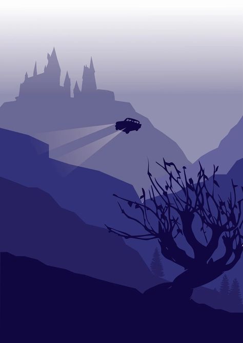 Simple Harry Potter Painting Ideas, Harry Potter Silhouette Art, Harry Potter Landscape, Hogwarts Silhouette Art, Hogwarts Wall Painting, Harry Potter Digital Art, Harry Potter Castle Silhouette, Harry Potter Wall Painting, Hogwarts Wall Mural