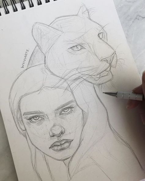 Drawings Portraits Pencil, Panther Sketch, Panther Woman, Panther Drawing, Pencil Picture, Creative Drawings, Pencil Sketching, Panther Art, Istoria Artei