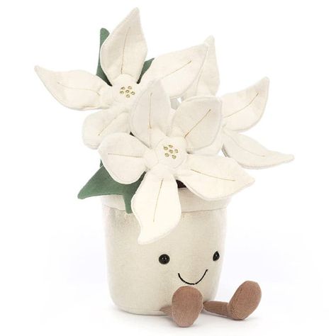 Blooming in the winter frost is Amuseable Gold Poinsettia. Arriving in early September. 

Featuring snow white suede petals with gold detailed stitching and eucalyptus green leaves.

An icy golden mixed metal plant pot body with a perfect smile finished with cordy legs.

Perfect to add a little glitz and glam to your home décor this season. Jellycat Stuffed Animals, Paper Source, Cute Stuffed Animals, Christmas Wishlist, Winter White, Poinsettia, Christmas List, Soft Toy, Things To Buy