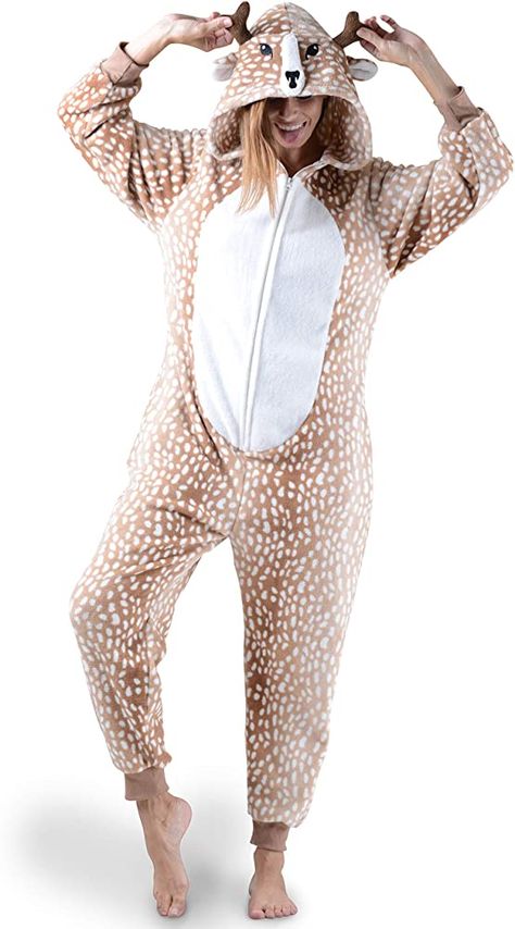 Animal Onesie Halloween Costumes, Cute Animal Onesies, Onesie Aesthetic, Deer Pajamas, Adult Onesie Costume, Onesie For Women, Deer Onesie, Onesies Adult, Onesies For Women