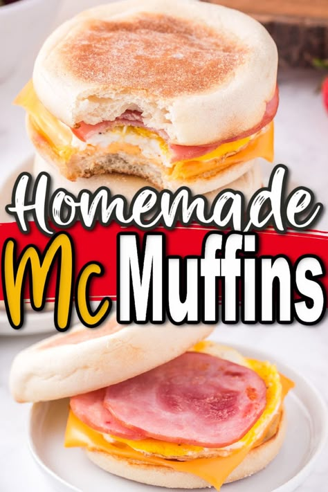 Homemade Mcmuffin, Princess Recipes, Egg Mcmuffin Recipe, Ham And Egg Sandwich, English Muffins Sandwich, English Muffin Breakfast Sandwich, English Muffin Breakfast, Postpartum Meals, Healthy Breakfast Sandwich