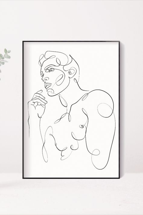 one line drawing male form, male body line print, aesthetic naked male, above bed decor single line art Spicey Drawings, Complex Embroidery, Nude Line Art, Single Line Art, Body Image Art, Face Line Drawing, Pen Art Work, Line Art Images, Drawing Wall