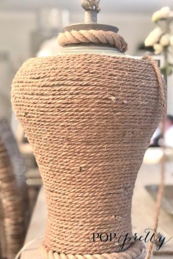 Rope Lamp Diy, Jute Lamp, Modern Coastal Interior Design, Lamp Redo, Florida Decorating, Coastal Lamp, Rope Lamp, Twine Diy, Rope Decor