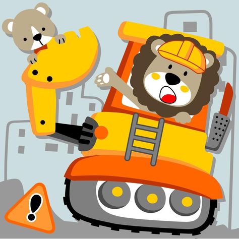 Cutie Icon, Construction Vehicle, Airbrush Art, Vector Cartoon, Construction Vehicles, Cityscape Photos, Children's Book Illustration, Background Banner, The Lion