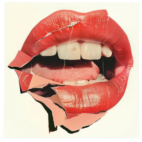 Mouth collage cutouts lipstick person animal. | premium image by rawpixel.com / Tang Lipstick On Teeth, Social Media Beauty Standards, Lips Graphic Design, Mouth Collage, Mouth Photo, Mouth Art, Collage Cutouts, Mouth Painting, Art Punk