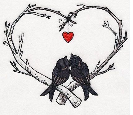 Free Embroidery, The Shape, Love Birds, Embroidery Machine, A Heart, Embroidery Design, Birds, Embroidery, Design