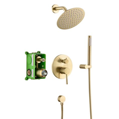 sumerain Matte Black Shower Faucet Set System & Reviews | Wayfair Gold Shower Fixtures, Brushed Brass Shower, Gold Shower Faucet, Brass Shower System, Black Shower Faucet, Rain Shower System, Gold Shower, Shower Fixtures, Shower Holder