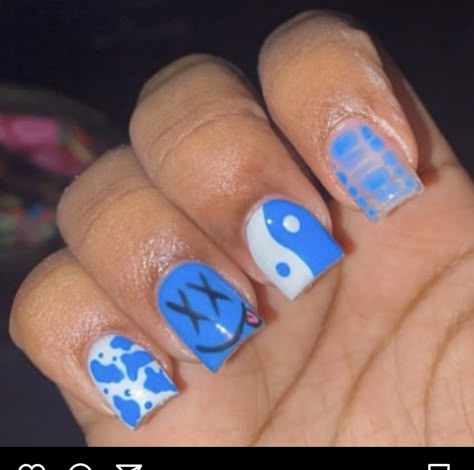 Nail Designs 11-12, Nails Acrylic For 11-12, Cute Nails 10-11, Nails For 9-10, Short Square Acrylic Nails Designs Blue, 6th Grade Nails Short, Nails For 7 Yrs Old, Nails For Ten Year Olds, Cute Birthday Nails Short Blue