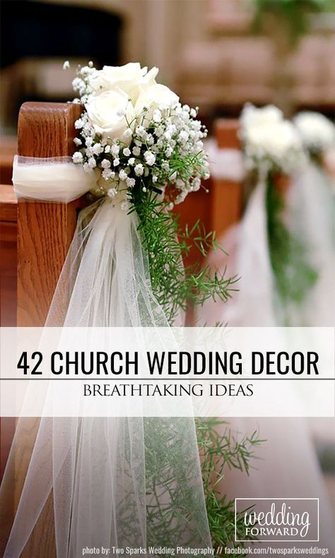 Church Marriage ceremony Decorations: Stunning Concepts For Each Model Check more at https://howcandothis.com/weddingideas/church-marriage-ceremony-decorations-stunning-concepts-for-each-model/ Church Wedding Decor, Church Marriage, Church Wedding Decorations Aisle, Wedding Pew Decorations, Church Aisle Decorations, Wedding Cake Table Decorations, Wedding Venues Church, Wedding Ceremony Chairs, Wedding Church Decor