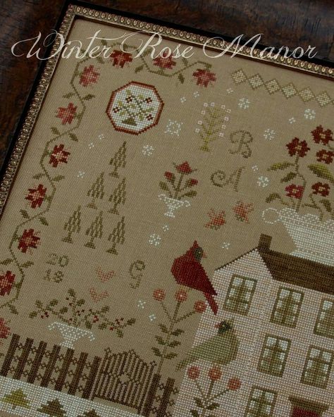 Crossstitch Winter Rose Manor Cross Stitch, With Thy Needle And Thread Cross Stitch, Brenda Gervais, Christmas Needlework, Cross Stitch Gallery, Cross Stitch Sampler Patterns, Cross Stitch House, Winter Cross Stitch, Winter Rose