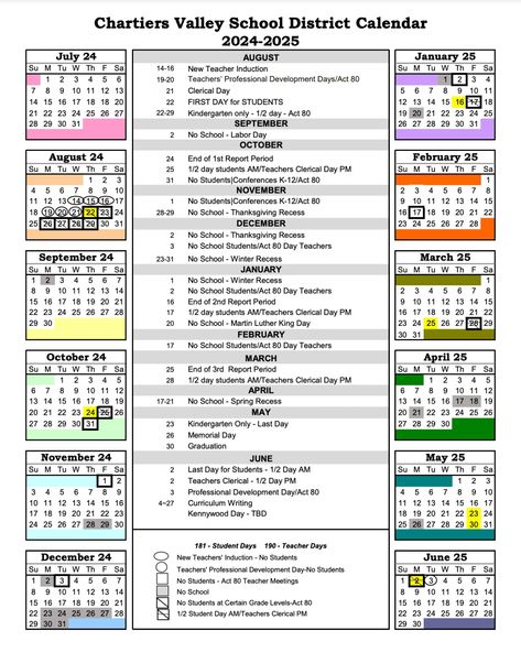 2024-2025 School Calendar - Chartiers Valley School District Middle School Curriculum, Bus Safety, High School Curriculum, Request For Proposal, Mental Health Nursing, Kindergarten Readiness, Instructional Technology, Student Services, School Calendar