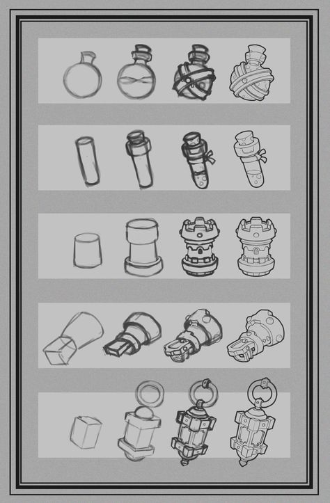 ArtStation - Simple Objects (+How to Draw) (+Step by step), Arslan Shyriiev How To Draw Objects, Prop Artwork, Drawing Objects, Simple Objects, Prompt Generator, Draw Step By Step, Props Concept, Casual Art, Props Art