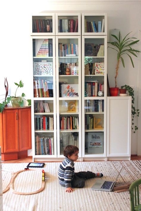 Awesome Ikea Billy Bookcases Ideas For Your Home Home Billy Bookcase Short, Ikea Billy Bookcase With Doors, Billy With Doors, Ikea Billy Bookcase Ideas, Bookshelf Decor Living Room, Billy Bookcase With Doors, Bookcases Ideas, Bookshelf With Doors, Ikea Bookshelf