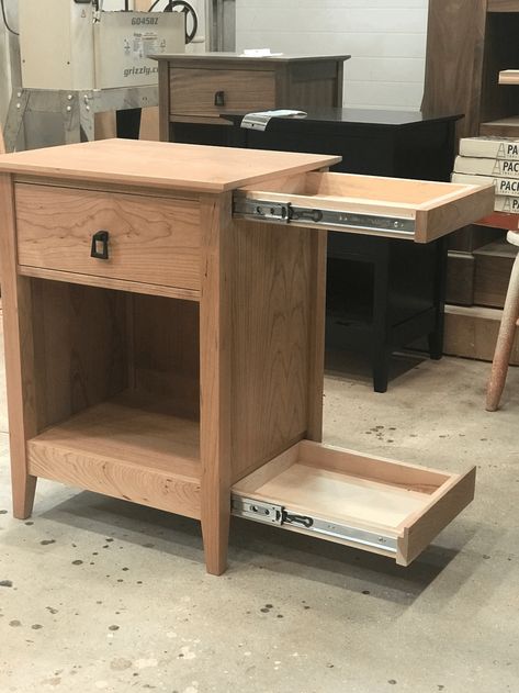 Qline Secret Agent Nightstand | QLine Design Desk Secret Compartment, Concealed Furniture Secret Compartment, Folding Desk Design, Secret Compartment Furniture, Woodworking Projects Ideas, Concealment Furniture, Secret Hiding Places, Safe Vault, Amazing Woodworking