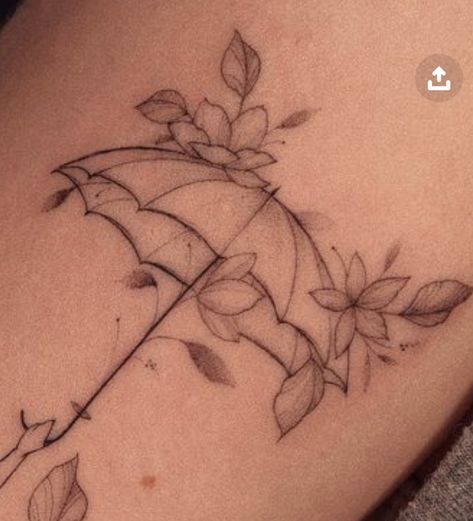 Vintage Umbrella Tattoo, Dance In The Rain Tattoo, Rain Tattoo, Umbrella Tattoo, Tattoo Thoughts, Floral Umbrellas, Dancing In The Rain, Tattoo Inspo, Tattoo Idea