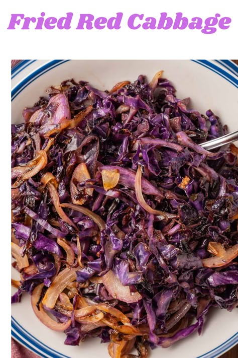 Fried Red Cabbage, Red Cabbage With Bacon, Sauteed Red Cabbage, Cooked Red Cabbage, Cabbage And Onions, Cabbage With Bacon, Cabbage Recipes Healthy, Cabbage Dishes, Red Cabbage Recipes