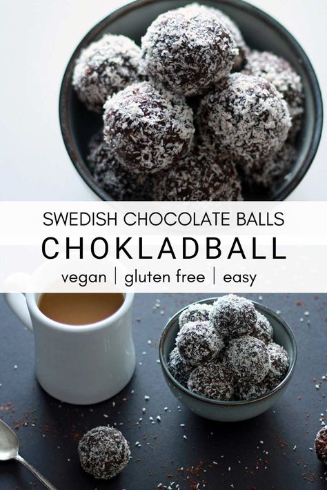 Swedish Chocolate Balls, Swedish Treats, Swedish Chocolate, Finger Food Desserts, Easy Candy Recipes, Plant Based Desserts, Dessert Bites, Scandinavian Food, Candy Recipes Homemade