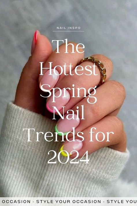 Spring 2024 Nail Trends. Searching for trendy spring nail ideas for 2024? Look no further! Explore the latest spring nail trends we're loving right now. From chic and simple designs to almond-shaped or acrylic nails, we've got all the inspiration you need for pretty nails this spring. What Nails Are Trending, Manicure Trends Spring 2023, Spring Nails May 2024, Nail May 2024, Spring Nail 2024 Trends, Nail Trends May 2024, Mail Trends Spring 2024, May Spring Nails, Spring Nails 2024 Short Almond