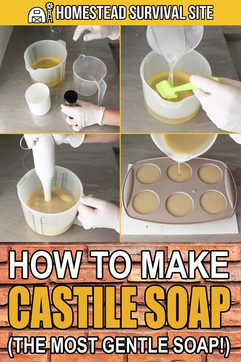 Making Castile Soap, Diy Soap Molds Ideas How To Make, Soap Base Recipe How To Make, Diy Soap Bars For Beginners Without Lye, How To Make Castile Soap, Diy Homemade Soap, Lye Free Soap Recipes, Homemade Soap Recipes For Beginners, Bar Soap Recipes