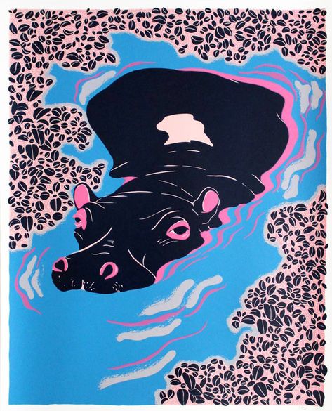 Screen Printing Art, Posca Art, Cabbages, Arte Inspo, Art And Illustration, Hippopotamus, Animal Illustration, 그림 그리기, Screen Print