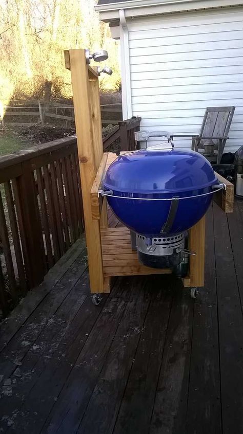 Double Weber Kettle Grill Table, Weber Q Stand, Weber Kettle Grill Table, Outdoor Cooking Pit, Weber Grill Table, Weber Kettle Grill, Kettle Bbq, Weber Grills, Weber Kettle