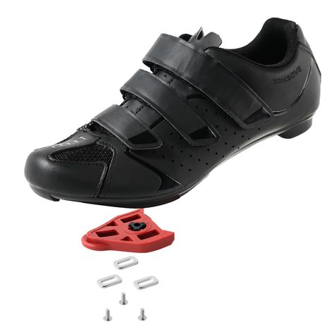 PRICES MAY VARY. [ Compatible with Look Delta Cleats ] These pelaton shoes can be used with indoor Peloton cycling, Shimano SPD, and Look systems due to the 2 bolts and 3 bolts design; [ All-day Breathability for Comfort ] With the perforated mesh upper and the air vents at the bottom, the cycling shoes can provide sufficient ventilation for sweat evaporation; [ Stiff Outsole for Effective Pedaling ] Equipped with the hard nylon and TPU outsole, our peloton shoes are more able to convert your watts into speed for better power transfer; [ Adjustable Fit & Supportive Heel ] Three flexible hook-and-loop straps and a reinforced cup are set to provide a secure fit and increase pedalling efficiency. [ Reflective Heel & Various Occasions ] Reflective inserts at the heel for added safety; Whether