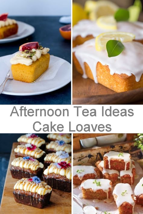 Afternoon tea ideas to create your own afternoon tea at home. A collection of mini cake loaves recipes to inspire you! #afternoontea #afternoonteaathome #afternoonteaideas Mini Afternoon Tea Ideas, Sweet Afternoon Tea Ideas, Tea Cake Loaves, Valentines Afternoon Tea Ideas, Afternoon Tea At Home Ideas, Afternoon Tea Ideas Desserts, Afternoon Tea Cakes Recipes, Small Cakes For Afternoon Tea, High Tea Cake Ideas