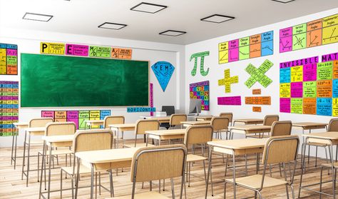 Use this free virtual classroom when teaching your middle school math students via distance learning! Math Posters Middle School, Maths Classroom, Math Classroom Ideas, Math For Middle School, Intervention Classroom, Math Models, Math Lab, Math Word Walls, Math Classroom Decorations